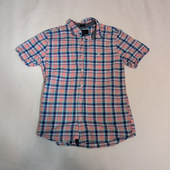 Even Tide Men's Pink Plaid Short-Sleeve‎ Button-Down - M - Picture 2 of 6